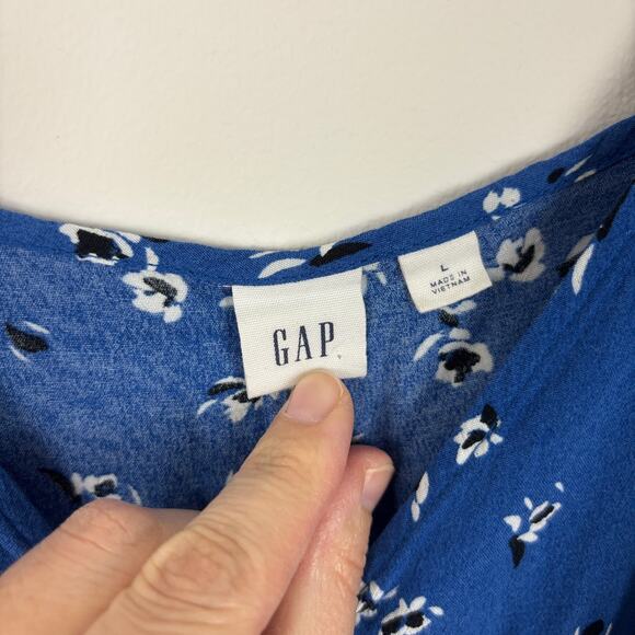 GAP Blue floral midi dress handkerchief hem sundress spaghetti strap 493764 - Picture 7 of 9